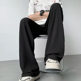 ADVBRIDGE  -  Summer Pleated Pants Men Fashion Oversized Ice Silk Pants Men Japanese Streetwear Hip-hop Loose Straight Pants Mens Trousers