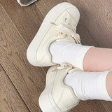 ADVBRIDGE  -  Thick soled white shoes for women 2025 new style women's shoes fashionable casual board shoes versatile student canvas shoes