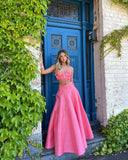 Advbridge 2025 Vacation Elegant Pink 3d Flower Backless Sling Top Suit Women Strapless Cropped Tops A-line Skirt Set Lady Beachwear Outfit