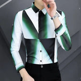 Advbridge Men‘s Wintern outfits Korean Autumn 2024 Men's New Patchwork Square Collar Button Printing Geometric Business Minimalist Casual Long Sleeved Shirts Advbridge Men‘s Wintern outfits