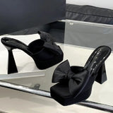 ADVBRIDGE  -  Elegant Bow Square Toe Women Sandals Summer Open Toe Square Heel Women High Heels Fashion Comfortable Super High Heel Dress Shoe