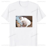 Advbridge Funny Kawaii Cat Meme Graphic Couples T Shirt Dance Happy Cartoon Casual Fashion Women Tshirt Loose Soft Harajuku Man T-shirt