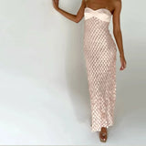 ADVBRIDGE  -  Elegant Sexy Long Dress Women Strapless Slim Patchwork Vestidos Female 2025 Spring Summer Chic Party Beach Holiday Robe Lady