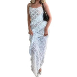 ADVBRIDGE  -  Design Sense Women's Popular Suspender Ruffle Dress, Backless Lace Sexy Hip Long Skirt