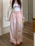Advbridge Pink Sweet Y2k Parachute Pants Women Korean Style Coquette Baggy Joggers Bow Harajuku Kawaii Cute Wide Trousers Casual