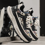 ADVBRIDGE  -  Harajuku Style Blue High Top Sneakers Men EspadrillesBreathable Vulcanized Sneaker New Designer Print Canvas Shoes for Men