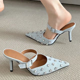 ADVBRIDGE  -   Crystal Diamond Buckle Strap Pointed Toe Women Pumps Slippers Fashion Party Prom Thin High Heels Shoes