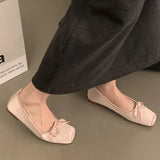 Advbridge 2024Women Spring Shoes Square Toe Boat  Bow Ballet Flats Velvet Slip on Flat  for Female