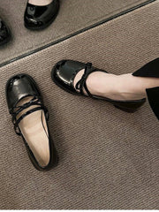 Advbridge British Style Shallow-cut Single Shoes Women Summer New Mid-heel Leather Shoes Female Round Head Mary Jane High Heels Shoes