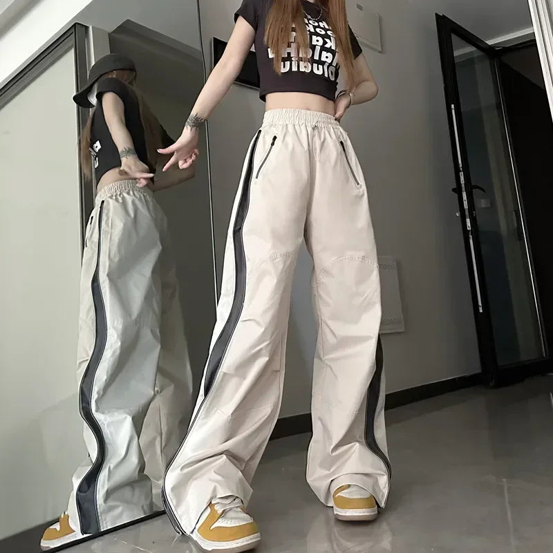 Advbridge Y2K Sweatpants Women Korean Streetwear Techwear Parachute Cargo Pants Harajuku Track Pants Training Wide Leg Trousers