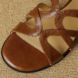 ADVBRIDGE  -  Women's cow leather narrow band patchwork slingback open toe summer flats sandals soft comfortable female gladiator sandals shoe