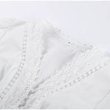 ADVBRIDGE  -  Elegant Lace Hollow Out Women's Long Dress Solid V-neck Patchwork Puff Sleeve Bodycon Dressess Female 2025 Spring New Lady Robes