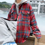 ADVBRIDGE  -  Thick Plaid Woolen Coat Men Warm Oversized Retro Thickened Woolen Jacket Mens Streetwear Korean Loose Short Woolen Coat Men