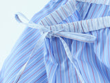 ADVBRIDGE  -  Blue Striped Two-piece Set Women Long Sleeve Pocket Blouse+Drawstring Pants Sets Spring New Fashion Casual Poplin Trouser Suits