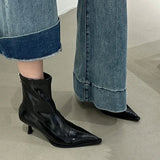 Advbridge Ladies Shoes 2024 High Quality Zipper Women's Boots Autumn Pointed Toe Solid Short Barrel High Heels Versatile Fashion Boots