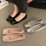 Advbridge 2024Women Spring Shoes Square Toe Boat  Bow Ballet Flats Velvet Slip on Flat  for Female