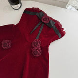 ADVBRIDGE  -  Y2K Sweet Floral Mini Dress for Women Elegant Strapless Slash Neck Lace Patchwork Princess Party Dresses French Short Vestidos