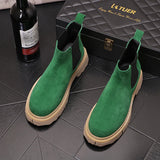 Advbridge italian brand designer mens fashion chelsea boots cow suede leather shoes stage nightclub dress platform ankle boot short botas