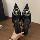 Advbridge 2025 Flower Pointed Toe High Heels Women Luxury Designer Sandals Female Summer Elegant Fashion Pumps Flower Mule Slippers Women