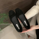 ADVBRIDGE  -  Bow Knot Flats Shoes Women Shallow Loafers 2025 Fashion Ballerinas Soft Moccasins Square Toe Mary Janes Flat Heels Female Mujer