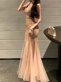 Advbridge Sexy Women Sequin Bodycon Mermaid Dress Sleeveless Slim Mesh Patchwork Party Prom Evening Vestidos Female New Spring Clothes