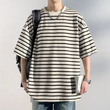 ADVBRIDGE  -  M-XXXXXL Plus Size Men Breathable Striped Plus-Size T-Shirts 2025's Viral Comfort Staple for Inclusive Summer Fashion Clothing