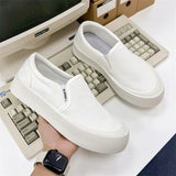 ADVBRIDGE  -  Men's white canvas shoes high-quality loafers fashionable thick soles versatile casual sports board shoes white shoes lazy shoes