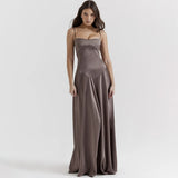 Advbridge 2024 Women Sexy Backless Sleeveless Off Shoulder Dress Floral Print Wrap Waist Summer Dress Long Robe Elegant Vestidos