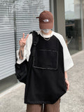 ADVBRIDGE  -  Loose Plus Size Retro Trend Cotton Off Shoulder Wash To Make Old High-quality Contrast Color Patchwork Men's T-shirt Q132