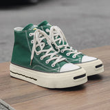 ADVBRIDGE  -  Unisex High-Top Vulcanized Canvas Sneakers Solid Green/Black Lace-Up All-Season Student Casual Shoes Low Top Skate Shoes