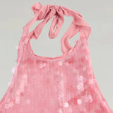ADVBRIDGE  -  Vestidos Summer Party Dresses Women Sexy Sequined Backless Halter Pink Mini Dress Women Party Bodycon Dress Club Wear
