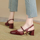 ADVBRIDGE  -  Square toe high-heeled shoes new summer magic buckle straight strap back empty single shoes thick heel toe sandals