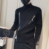Advbridge Man Clothes Zip-up Collared Motorcycle Knitted Sweaters for Men Zipper Pullovers Korean Autumn Sweat-shirt Street Cotton Fun S X