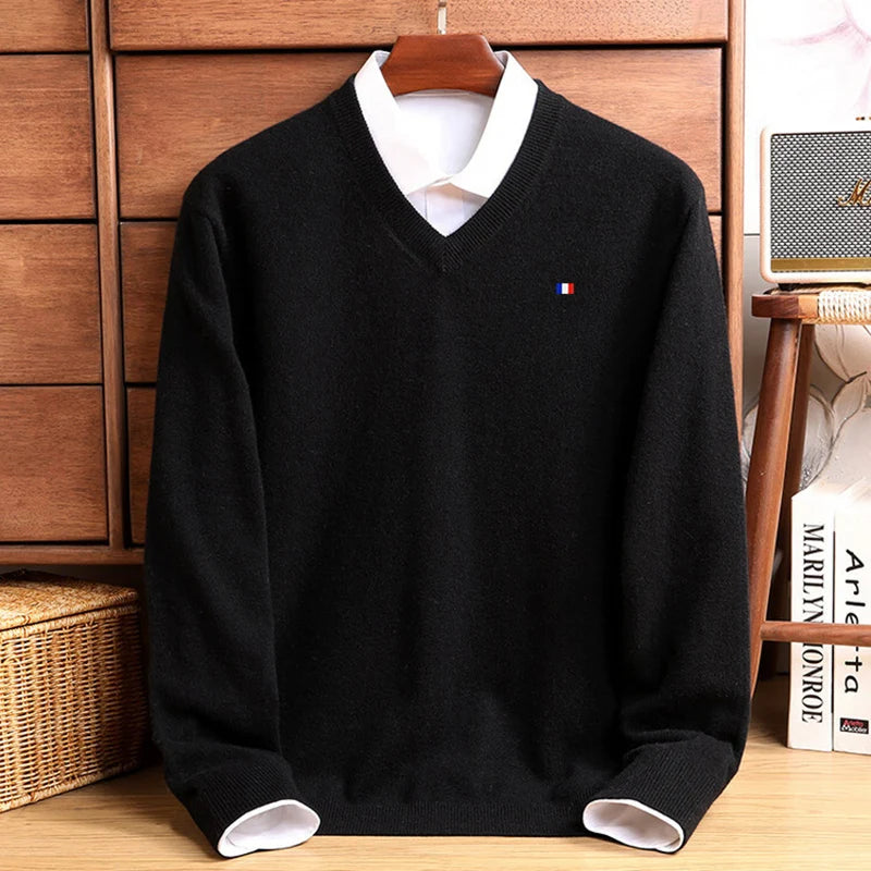 Advbridge Cashmere Sweater Pullover V-Neck Men's Autumn Winter Cashmere Woollen  Warm Jumper Pull Homme Man Hombres Sweater Plus Size 5XL