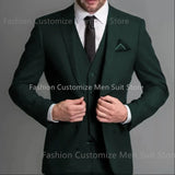Advbridge Navy Blue Male Suits Slim fit Notched Lapel  Wedding Tuxedos 3 Piece Sets Tailor Made Business Mens Costume (Blazer+Pants+Vest)