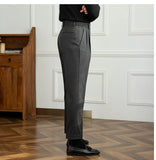 ADVBRIDGE  -  Autumn and Winter British Thick Casual Pants Commuter Straight High Waist Pants Japanese All-match Warm Pants for Men