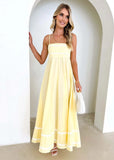Advbridge  Summer Strap Low Square Collar Layered Elegant Beach Holiday Party Long Dress