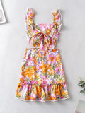 Advbridge Ruffles Sleeveless Boho Summer Floral Dress Women Backless Sexy Mini Beach Vintage Dress Dropshipping Chic Short Dress