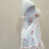 ADVBRIDGE  -  Beautiful Sexy Nightgowns Floral Printed Ice Silk Women's Sleepwear Sweet Lace Suspender Nightdress Pajama with Chest Pad