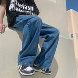 ADVBRIDGE  -  Green Baggy Jeans Men Fashion Casual Wide Leg Jeans Men Streetwear Loose Hip Hop Straight Denim Pants Mens Jean Trousers M-2XL