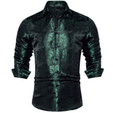 Advbridge New Luxury Silk Designer Men's Shirt Long Sleeve Social Button Down Collar Dress Shirts Blouse Prom Party Men Clothing