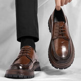 Advbridge 2025 Spring New Designer Leather Loafers Men Fashion Casual Platform Shoes Male British Style Stone Pattern Platform Shoes Men