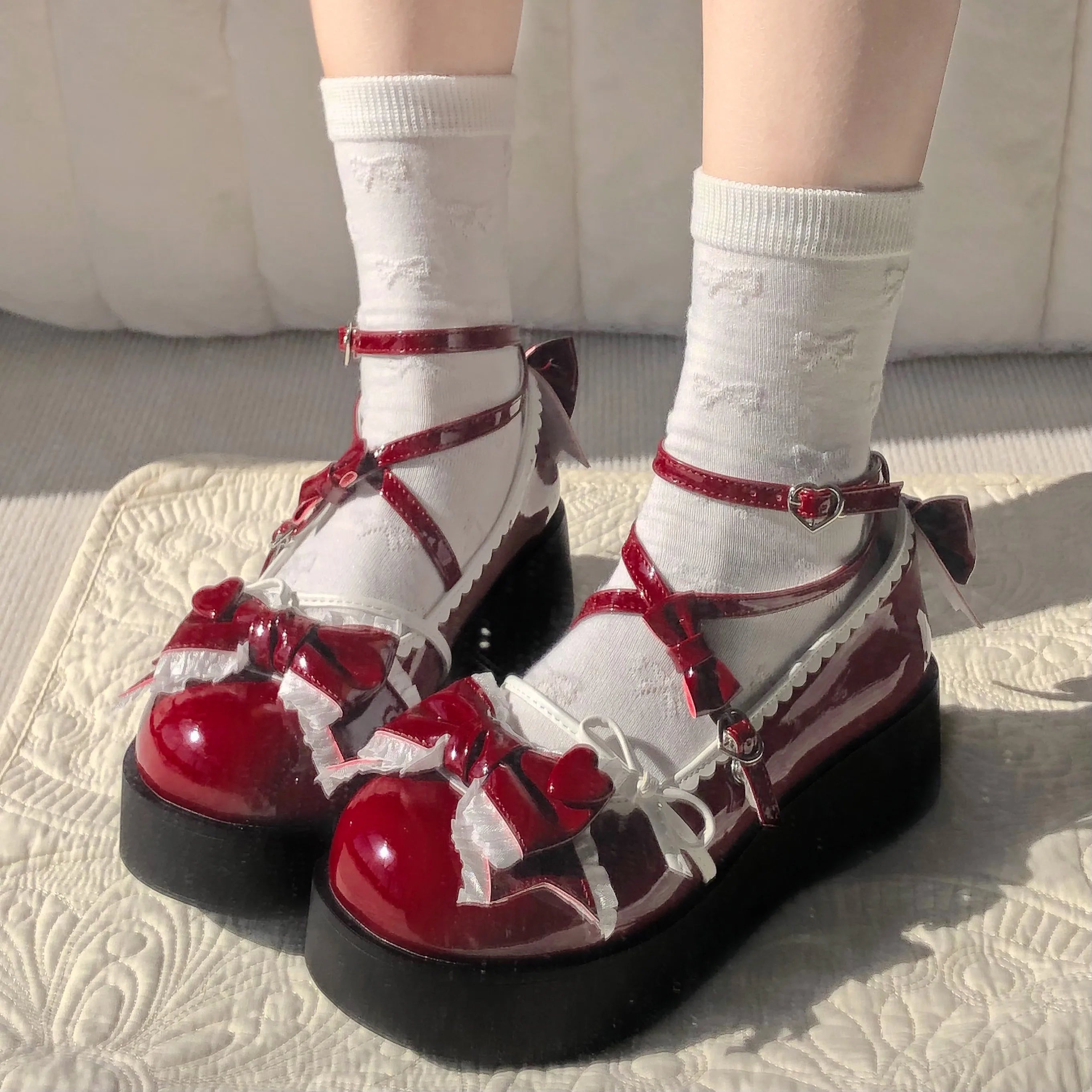 Advbridge Party Original Height Boosting Cute Sweet Commuting Japanese Lolita Shoes Thick Soled Loli Shoes Kawaii Girls Loli Single Shoes