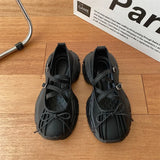 Advbridge Women Chunky Mary Jane Shoes Women Vintage Platform Sports Shoes Fashion Shallow Bowknot Platform Casual Shoes Ballerina Shoe