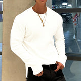 Advbridge Stylish Texture Long Sleeve Tees Male Autumn Solid Color Shirts Clothing Men Casual O-neck Basic Tops t Shirts Streetwear