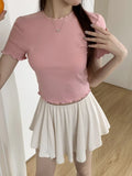 Advbridge  5colors summer Korean style Short sleeve Slim wave floral print t-shirts womens tee shirt femme Hot girls tops (X2849)