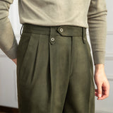 ADVBRIDGE  -  Autumn and Winter British Thick Casual Pants Commuter Straight High Waist Pants Japanese All-match Warm Pants for Men