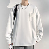 ADVBRIDGE  -  Plus Size Men's Long Sleeve Crew Neck Sweatshirt with Chest Patch Pocket - Casual Loose Comfort & Stylish Design 5XL