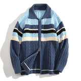 Advbridge Men's Jacquard Patchwork Knit Zipper Cardigan Sweater Korean Popular Retro Long Sleeve Streetwear Stylish Leisure Knitwear S-2XL