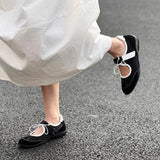 ADVBRIDGE  -  Lacing Velcro ballet Mary Jane shoes female 2025 spring and summer new black shallow mouth flat bottom sports single shoes